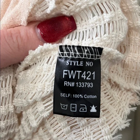 POL: Lightweight Waffle Knit Hooded Button Cardigan in Cream & Blush - Picture 6 of 9